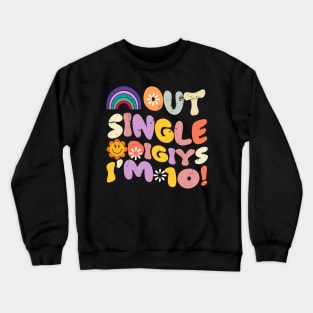 Peace Out Single Digits Retro Groovy 10th Birthday Girl Crewneck Sweatshirt